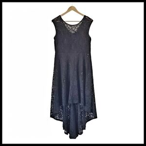 Elena Wang Floral Lace Sequin Beads High Low Dress